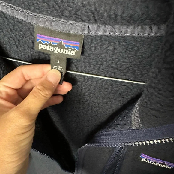 Patagonia Navy Retro Pile Pullover 1/4 quarter zip Mens Unisex Small hiking - Picture 3 of 7